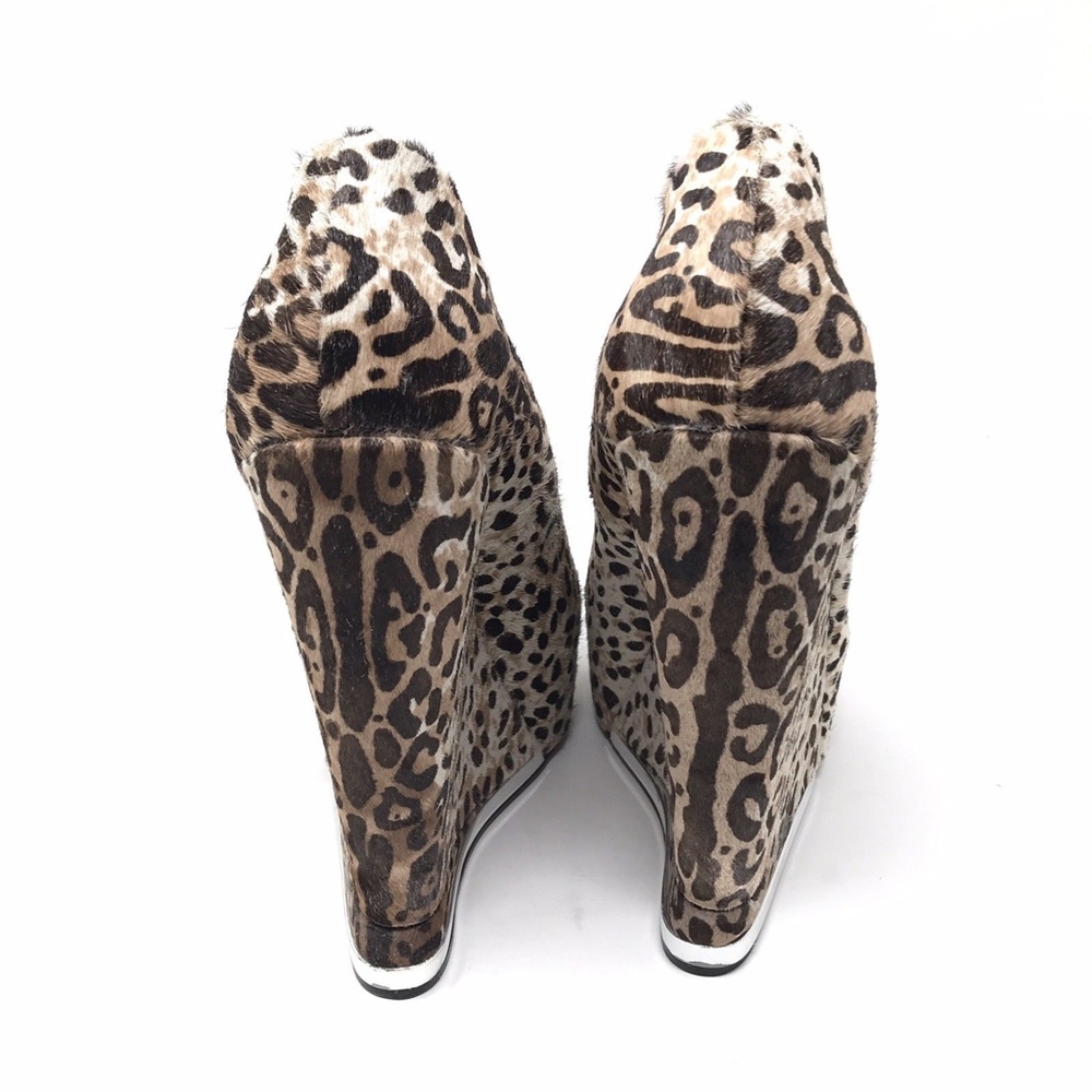 L.A.M.B. Brown White Fur Platform Dorothee Wedges_7